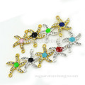 colorful starfish painting double loop with stone connectors alloy jewelry accessories